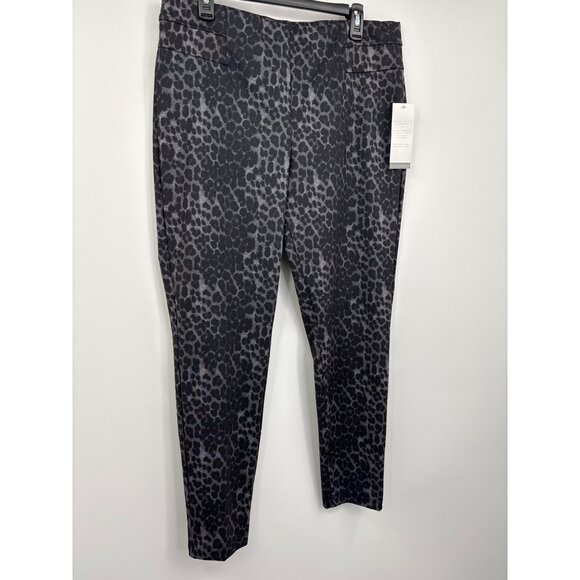 New Directions Animal Print Stretch Ponte Slim Pant Gray Black Size XL NEW - Picture 2 of 6